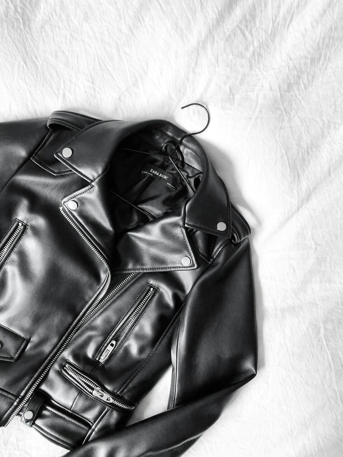 Jaqueta de couro masculina preta